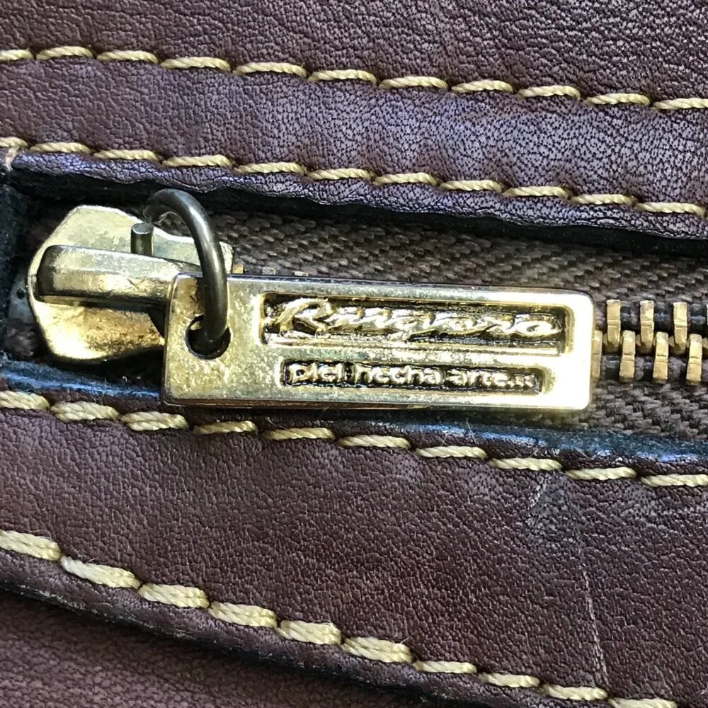 Vintage Rugero Brown Leather Messenger Bag Briefcase Removable Strap‎ Lock & Key